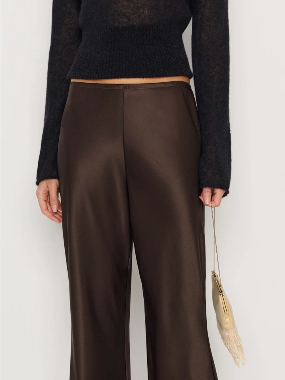 Reformation The Gale Mid Rise Capri Pant in Chocolate Brown